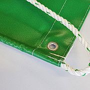 PVC banner with sewn in heavy rope and eyelet
