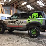 Mudmods offroad vehicle with simple vinyl graphics applied