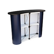 Rear view of the popup counter showing the storage and shelfs