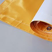 PVC banner with reinforced sewn edges and corner eyelets