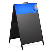 Metro A-Frame Footpath sign with printed header and chalkboard surface